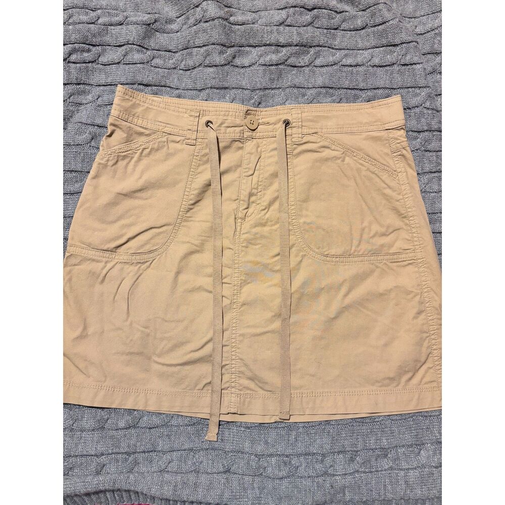 Vintage White Stag Tan Utility Skirt Size 8 Cargo Drawstring Mini Cotton Casual